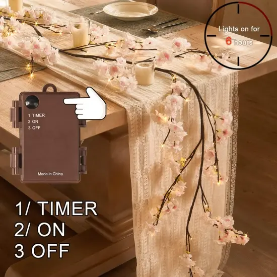 6FT Lighted Garland Spring with Cherry Blossom {2}