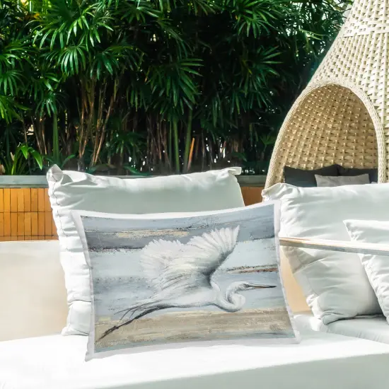Stupell Industries Soaring Great Egret Outdoor Pillow, 14 x 7 x 20 {2}