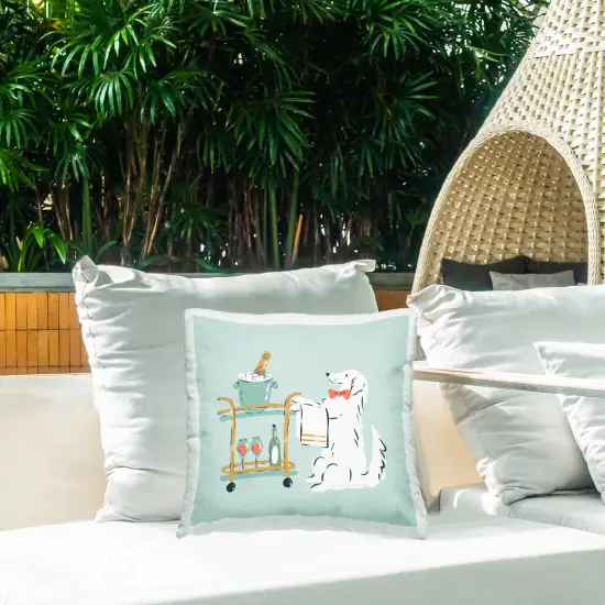 Stupell Industries Doggie Drink Cart Outdoor Pillow, 18 x 7 x 18 {2}