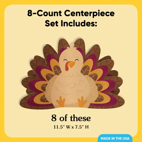 Big Dot of Happiness 3D Thanksgiving Turkey Centerpiece Table Decorations, Freestanding Fall Friendsgiving Party Decor, Turkey Centerpieces - 8 Count {5}