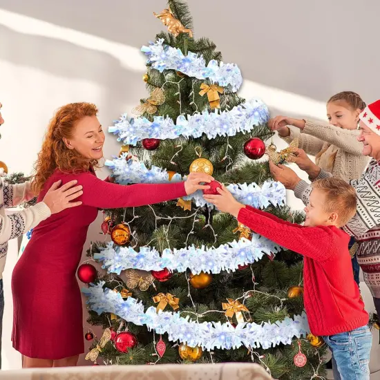 16.4 ft Christmas Prelit Tinsel Lighted Garland {3}