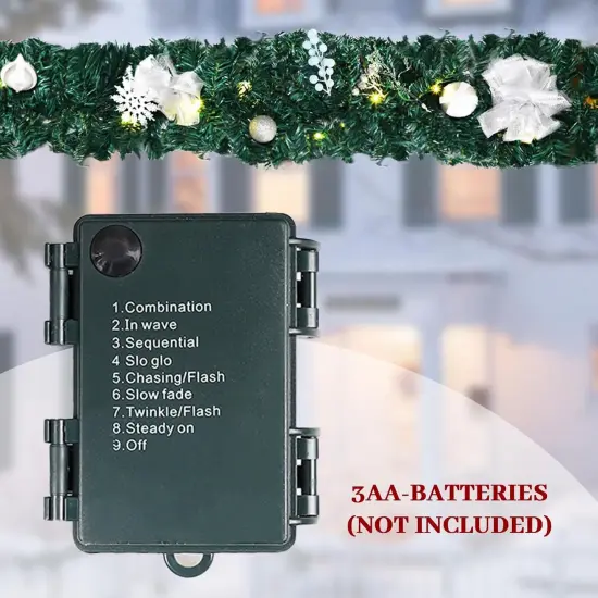 9 FT LED Christmas Garland with Berries Bows Christmas Balls {4}