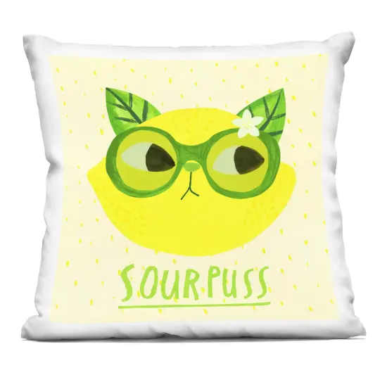 Stupell Industries Sourpuss Lemon Cat Indoor Pillow, 18 x 7 x 18 {1}