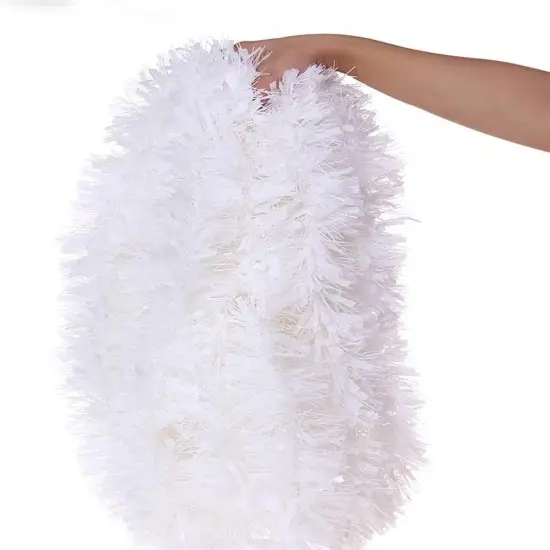 33FT Christmas Tinsel Garland,White Metallic Garland for Christmas Tree {2}