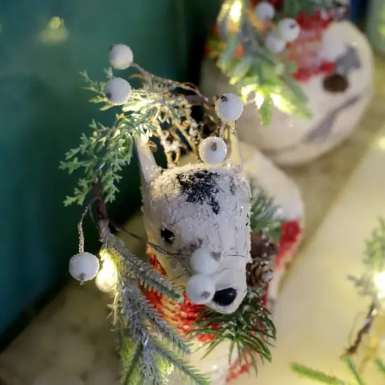 Norfolk Pine String Lights & White Berry 6.5FT & 25LEDs Delicate Christmas Garland {4}