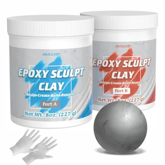 1 Pound Natural Epoxy Putty Sculpt Clay, 2 Part (A & B) Air Dry Clay Plaster Mold for Sculpting, Modeling, Building, Repairing, Self-Hardening Epoxy Clay Easily Repairs Metal, Wood, Tile, Ceramics {1}