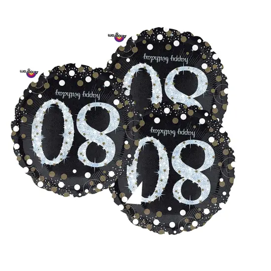 Sparkling Birthday 80 Round Foil Balloon Holographic 18 Inch {2}