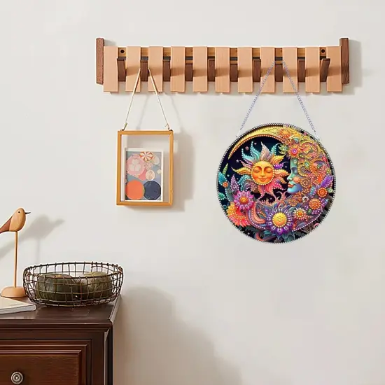 Diamond Art Painting Pendant Kits 5D Diamond Art Painting Art Hanging Kit Sun and Moon DIY Diamond Crystal Window Pendant Kit for Adults Gift Wall Home Decoration {4}