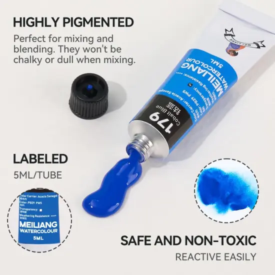 Watercolor Paint Set 36 Vibrant Colors 5ml / 0.17 Fl Oz Tubes, Watercolor Tubes with Great Value, Water Color Paints Art Supplies for Adults, Artists & Beginners {3}