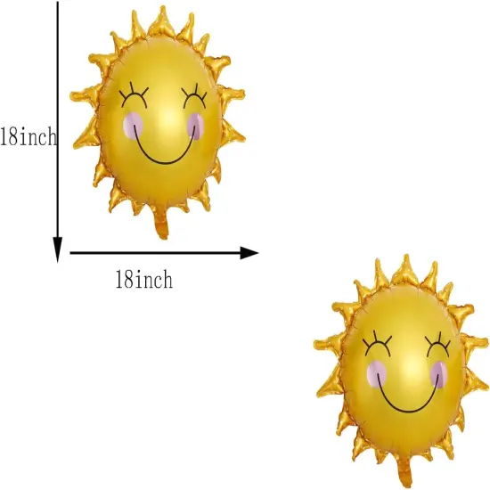 8PCS Sun Smil Foil Balloons Sunshin Aluminum Balloon Gold Summer Sun Helium Mylar Party Balloons {3}