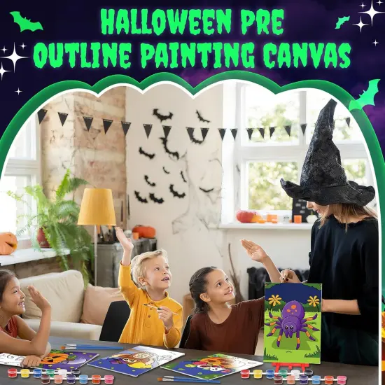 10 Set Pre Printed Canvas Pre Drawn Canvas Painting(Spider Color) {5}