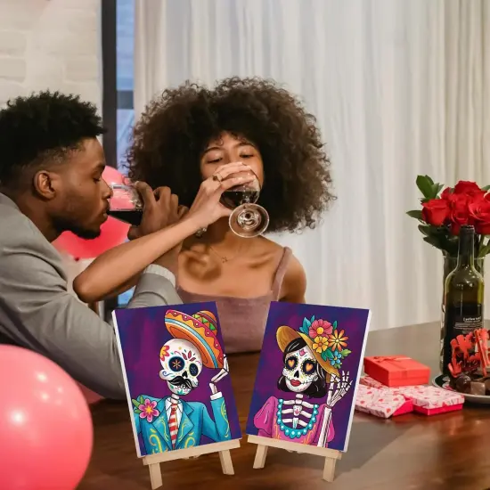 2 Pack Sip and Paint Kit for Adults Pre Drawn Canvas(Skeleton) {2}