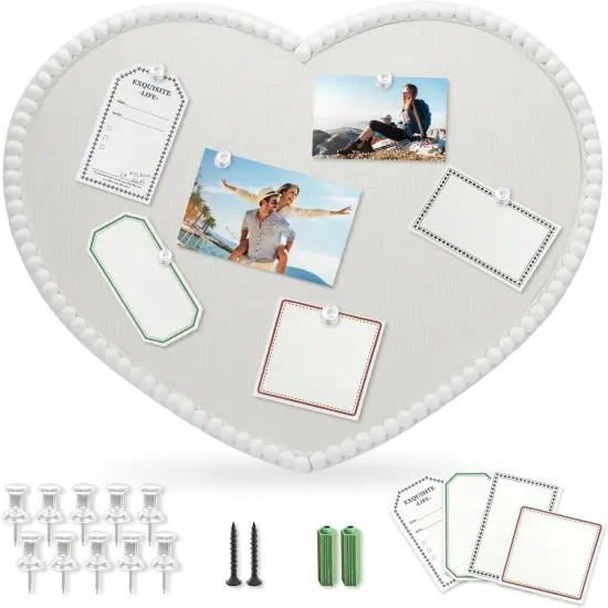 Large Heart Cork Board with Linen, 24x19 Inch(White) {1}