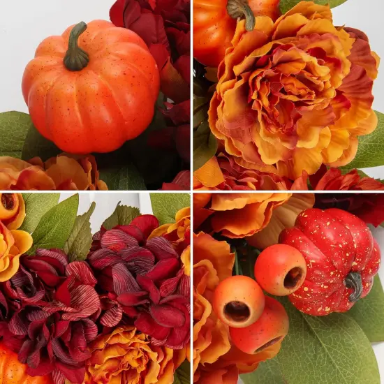 24" Artificial Fall Floral Peony Wreath {3}