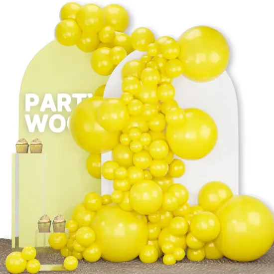 Yellow Balloons 142 pcs Yellow Balloons Different Sizes Pack of 18 12 10 5 Inch Balloon Arch Kit Yellow Balloon Garland {1}