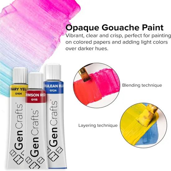 Gouache Paint 50 Colors 12 ml/ 0.406 oz. - Quality Non Toxic Pigment Paints for Canvas, Fabric, Crafts, and More {4}