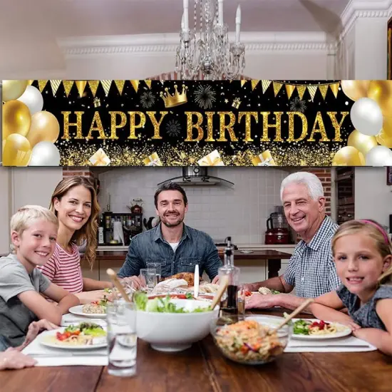 Large Happy Birthday Yard Banner, Happy Birthday Backdrop Banner, Happy Birthday Banner Sign, Happy Birthday Party Decorations Supplies (79 x 16in) (Birthday) {3}