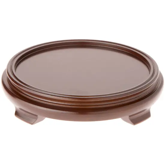 Plymor Walnut Round Wood Veneer Footed Display Base, 9.5" W x 9.5" D x 2" H (8" Display Diameter) {1}