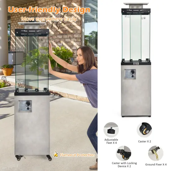 Propane Patio Heater with 41,000 BTU, Wheels and Waterproof Cover Grey {6}