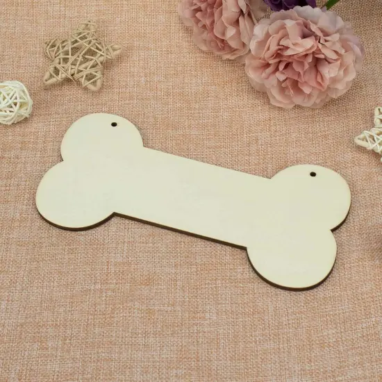3 Pcs Dog Bone Wood Sign Blank Wooden Plaque Unfinished Wood DIY Crafts Hanging Sign with Ropes for Puppy Pet House Door Wall Decorative {3}