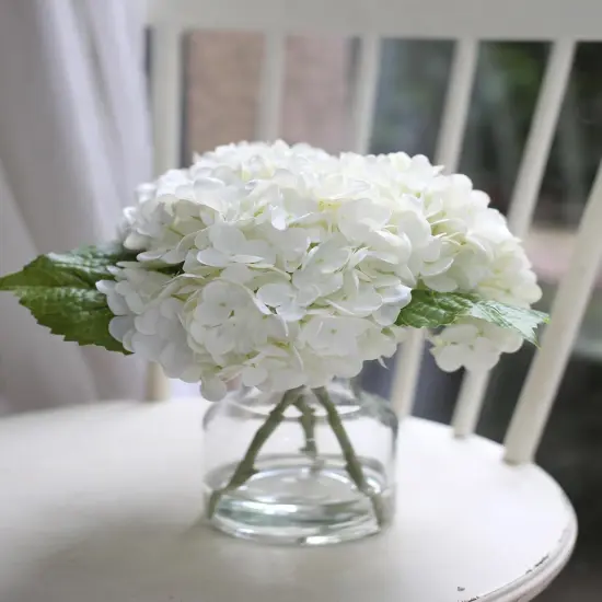 Real Touch Artificial Flowers With White Hydrangea in Vase for Home Decoration, Fake Hydrangea Centerpieces {1}