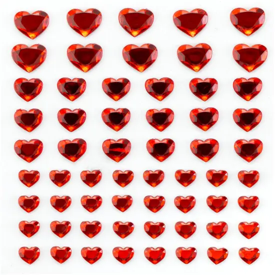 CousinDIY Adhesive Rhinestones 60/Pkg-Red Heart {5}