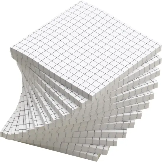 (12 Pad) Lined Grid Sticky Notes, Self-Stick Notes, Easy to Post for School, Office, Notebook, White Color Pads/Pack {1}