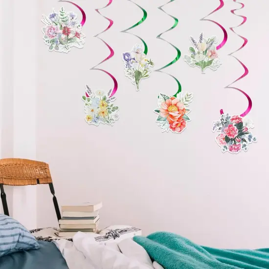 24Pcs Wildflower Party Hanging Swirls, Wildflower Theme Birthday Decorations, Spring Wildflower Butterfly Ceiling Swirls, Flower Banner Garland Hanging Decorations for Party {4}