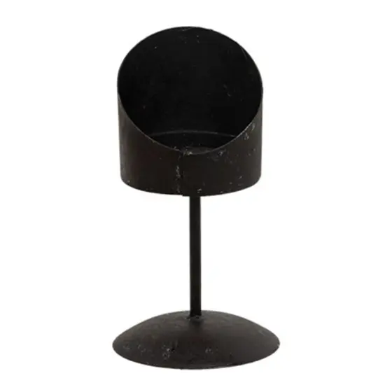 Distressed Black Metal Pedestal Tealight Holder and 5 inches {1}