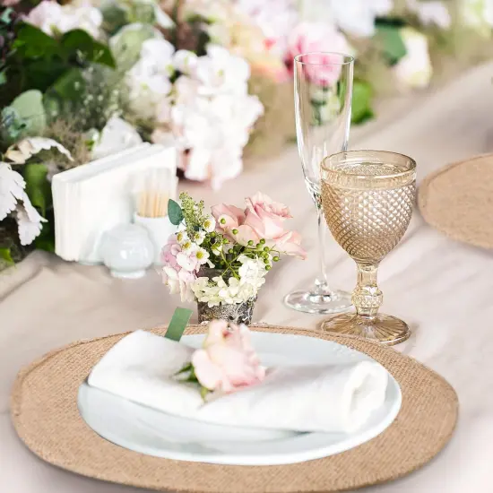 Set of 48 Burlap Round Placemats Bulk Burlap Circle Rustic Table Decorations Jute Farmhouse Placemats {3}