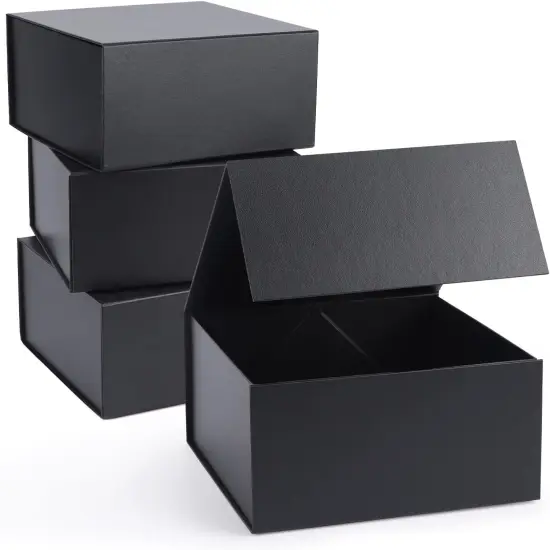 4-Pack Black Gift Boxes with Magnetic Lids, Square Collapsible Gift Wrap Box Magnet Clourse for Presents, Mothers Day, Birthday, Wedding, Bridesmaid Groomsman Proposal Box {1}