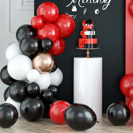 Red Black White Balloon Arch Kit Latex Balloon {1}
