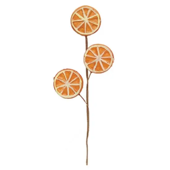 Orange-Brown Faux Orange Slice Pick with Flexible Stem Design {1}