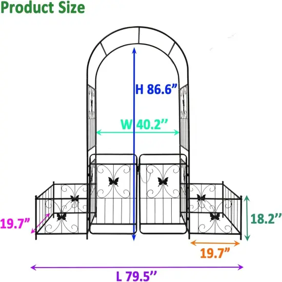 Metal Garden Plant Support Arch with Gate 79.5"x86.6" {3}
