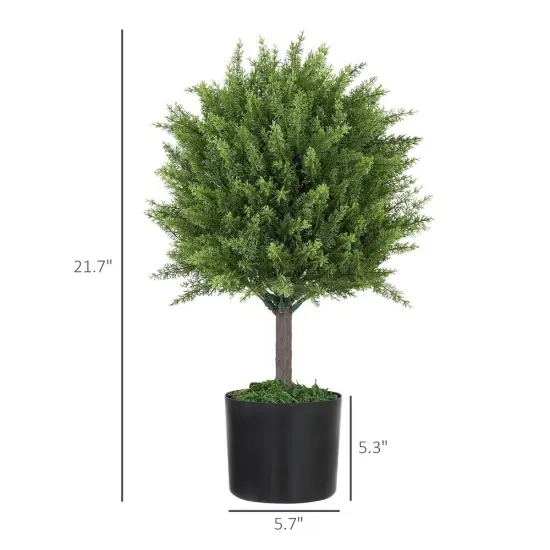 Set of 2 Artificial Cedar Trees Lifelike Greenery {4}