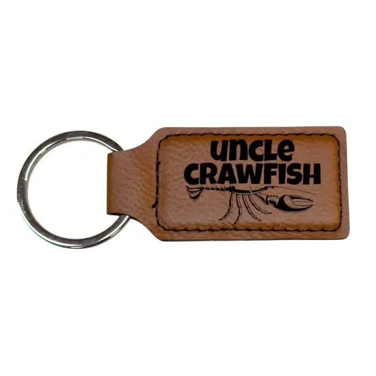 Keychain - Rectangle - Uncle Crawfish - Leather Black/Silver {4}