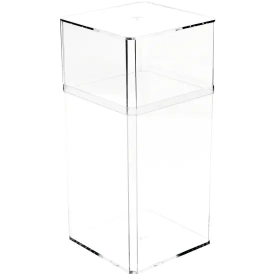 Pioneer Plastics 048C Clear Large Tall Rectangular Plastic Container, 3.75" W x 3.75" D x 8.25" H {1}