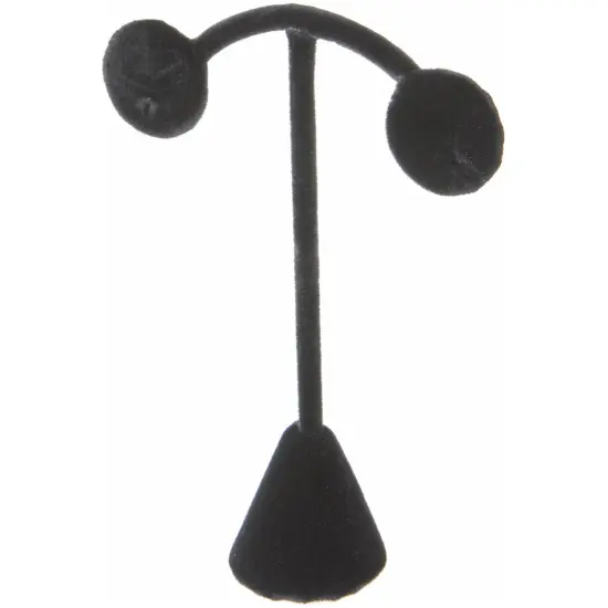 Plymor Black Velvet Light Post Style, Single Pair Earring Display Stand, 3.75" W x 1.25" D x 4.5" H {1}