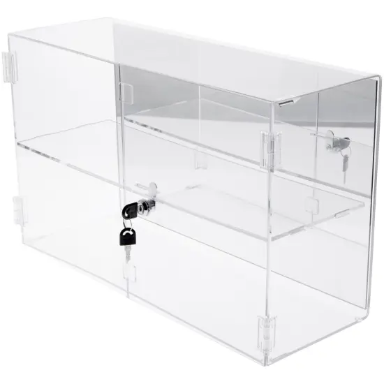Plymor Clear Acrylic Rectangular Locking Display Case, 1 Shelf (Mirrored) {2}