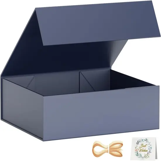Gift Boxes with Lids, In Gentleman Blue Gift Box for Presents Magnetic Closure for T-Shirts, Gloves, Scarves, Books, Baby Clothes, Robes Clothing Gift Wrap, Contains Card, Ribbon {1}