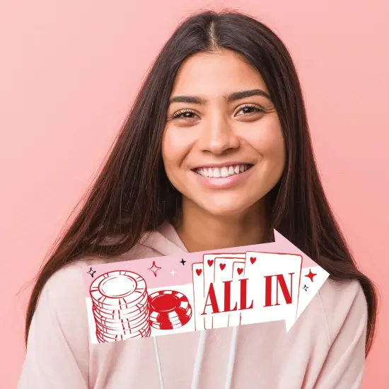 Big Dot of Happiness Funny Lucky in Love Photo Props, Las Vegas Bachelorette Party Decorations, Red & Pink Photo Booth Props Kit - 10 Piece {3}