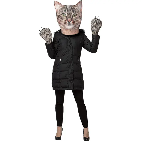 Kitty Costume Kit Poly Foam Mask Mitts Realistic Photo Print {1}