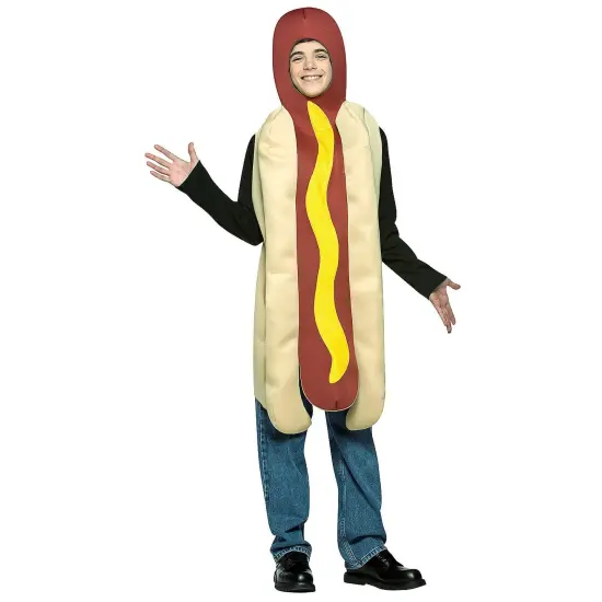 Hot Dog Teen Costume One-Piece Foam Bun Outfit Halloween {1}