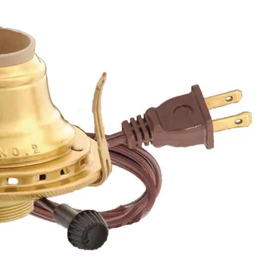 Lehman's Brass #2 Electric Converter Burner for Oil Lamps with Brown Cord {4}