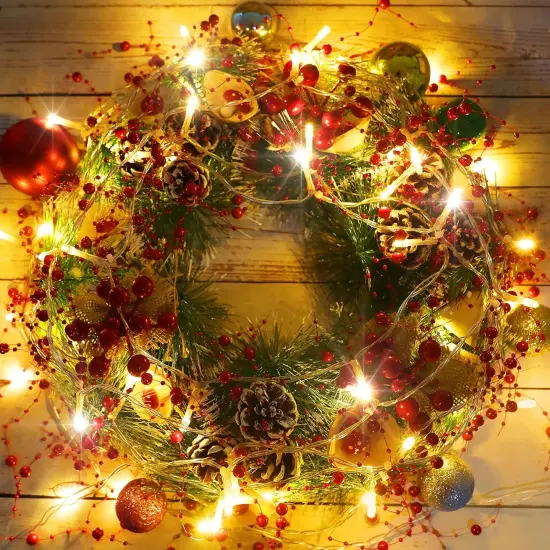 16.5 Feet Christmas Berry Beaded Garland String Light Christmas Mantle Decor {5}