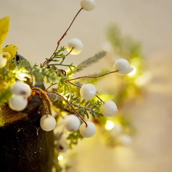 Norfolk Pine String Lights & White Berry 6.5FT & 25LEDs Delicate Christmas Garland {3}