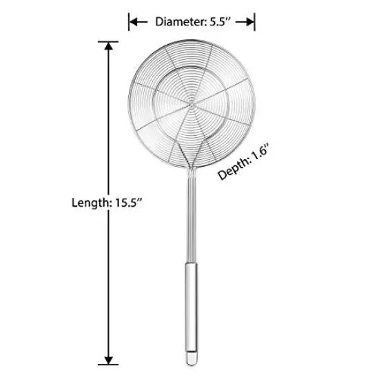 Solid Stainless Steel Spider Strainer Skimmer Ladle for Cooking and Frying, Kitchen Utensils Wire Strainer Pasta Strainer Spoon, 5.4 Inch {1}