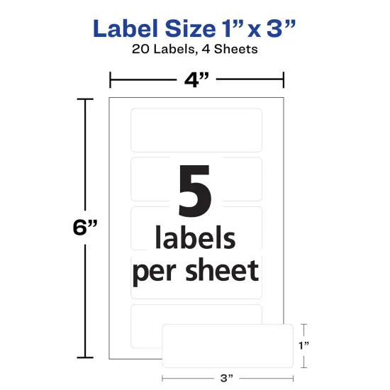 Avery No-Iron Fabric Labels, 1" x 3", Washer and Dryer-Safe Waterproof Labels, Non-Printable, 20 Blank Labels Total (40724) {4}