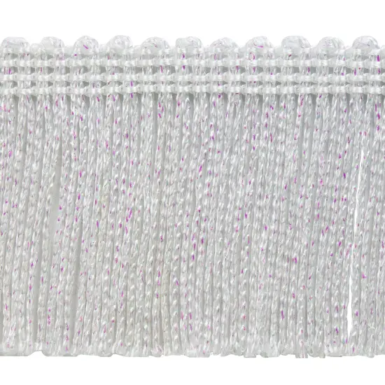 5 Yards of 2" Metallic Chainette Fringe Trim | 5 yard cut White AB {1}