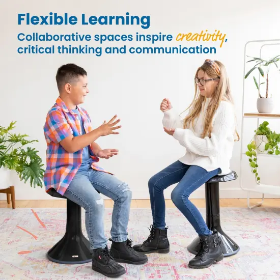 ACE Active Core Engagement Wobble Stool, Portable Flexible Seating, 18in Seat Height Black {4}